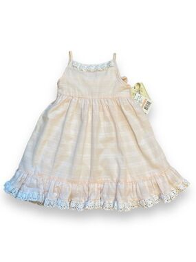 Laura Ashley Girl’s Sundress Cotton Lace Pink & White Size 2T